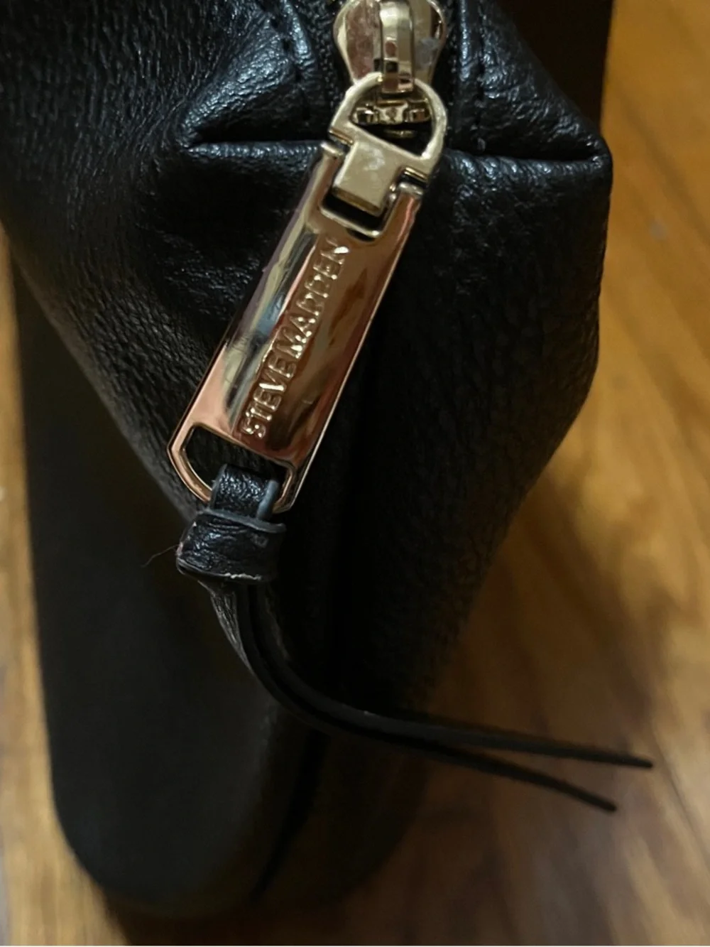 Steve Madden Classic Black Faux Leather Large Clutch Cosmetic Pouch